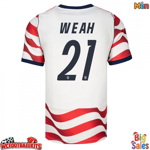 United States Timothy Weah #21 Replica Home Stadium Shirt World Cup 2026 Short Sleeve